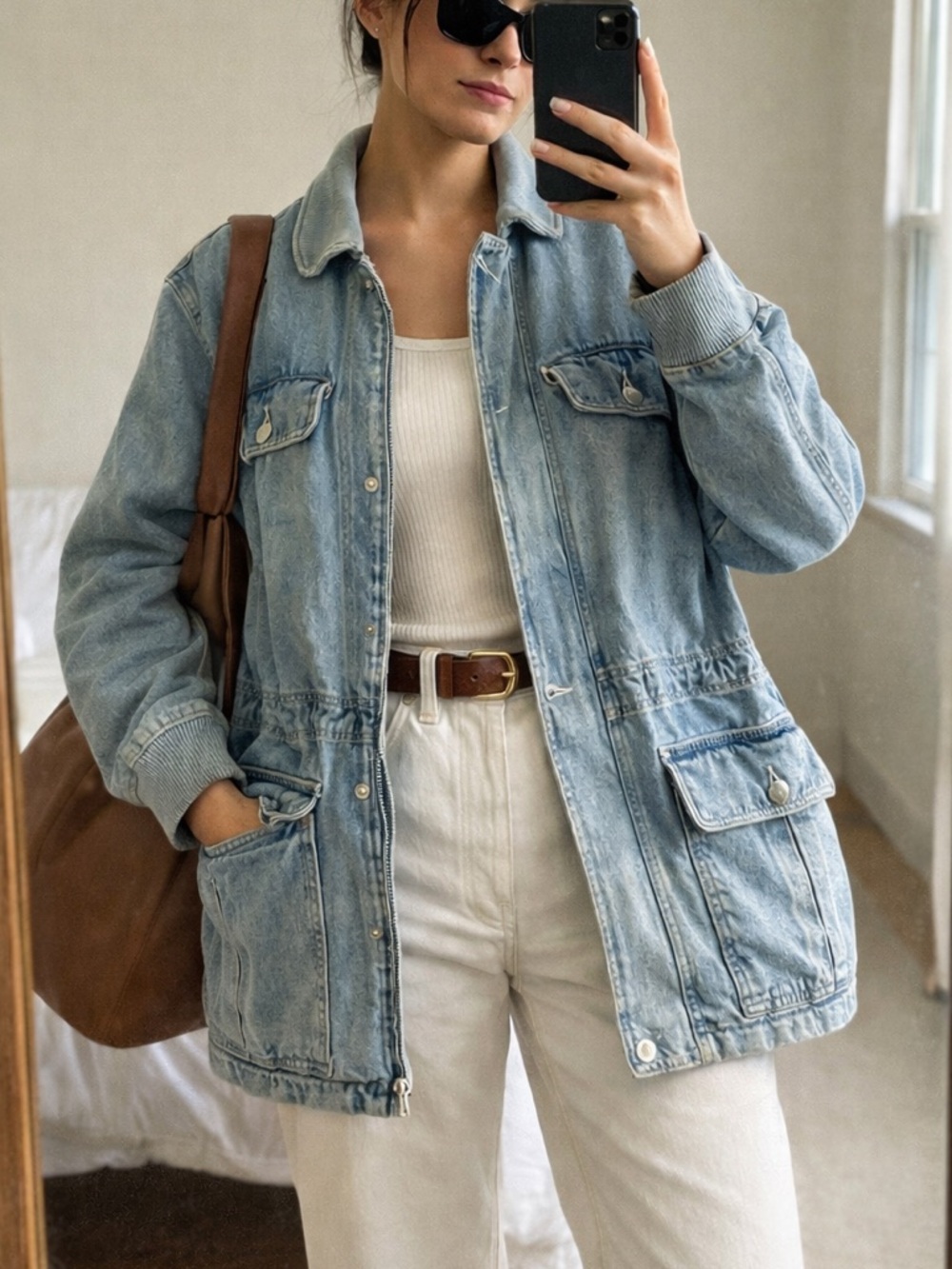 Vintage Lizwear Denim Chore Coat Utility Jacket Cotton Blue Medium